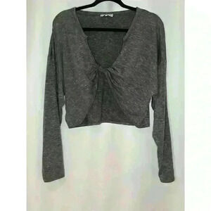 ACOA Women's Gray Twist Front Long Sleeve Blouse Size L